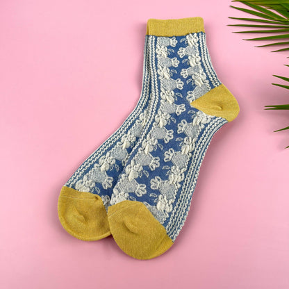 Vintage Floral Embroidered Socks - 3 Colors