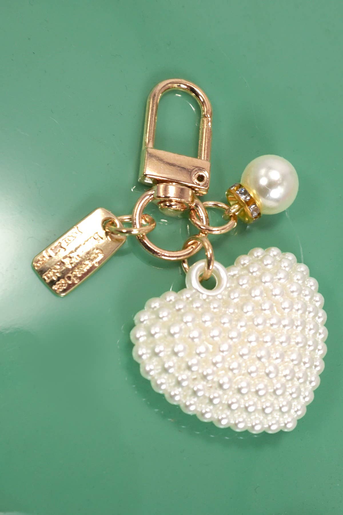 Puffy Pearl Heart Key & Bag Charm