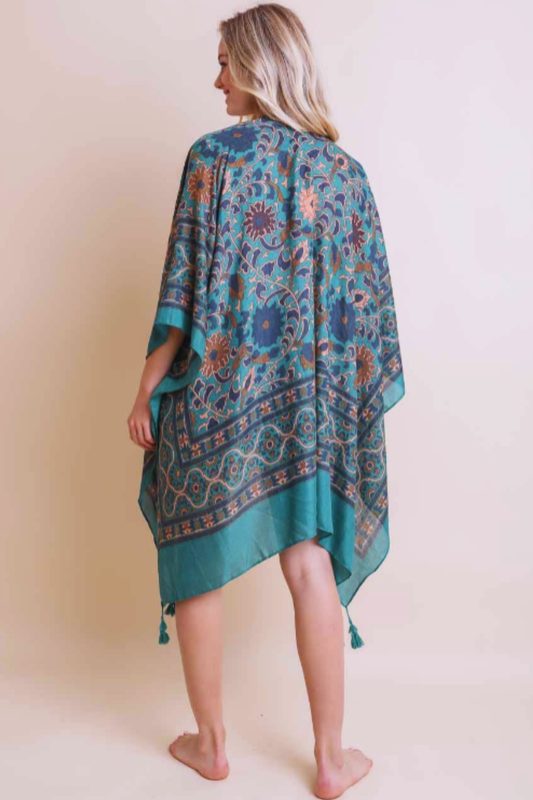 Trendy Tapestry Tassel Kimono