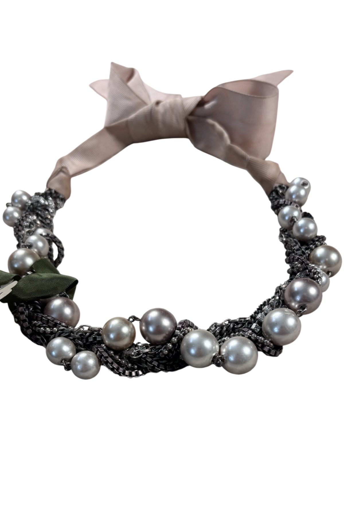 Vintage Pearl Ribbon Necklace